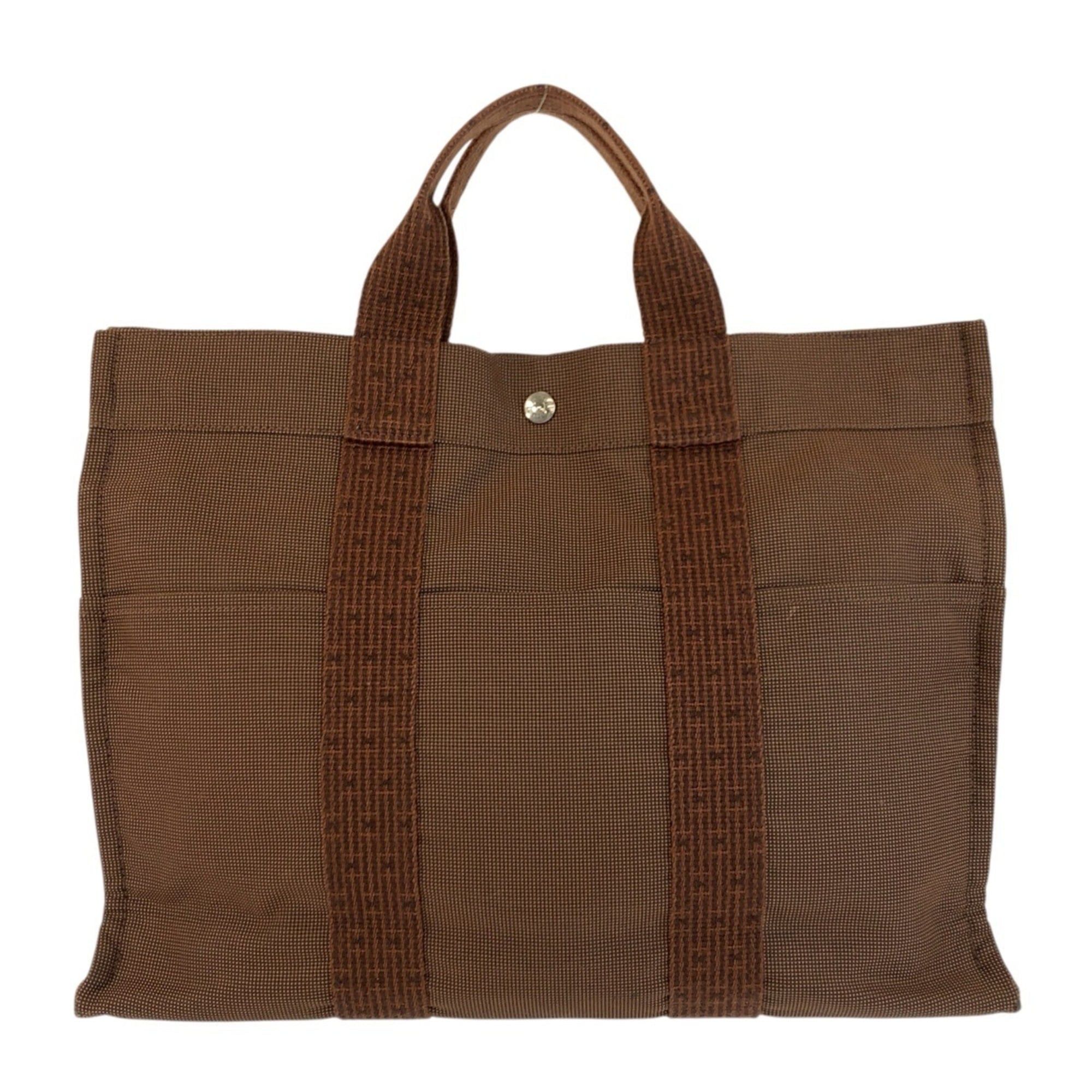Hermes Hermes Herline Brown Silver Hardware Polyamide Tote Bag Handbag for Women Size ONE SIZE - 1 Thumbnail