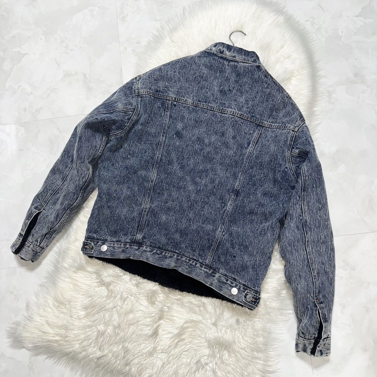 Balenciaga Balenciaga Boa Fur-Lined Marbled Denim Bomber Jacket, Size US S / EU 44-46 / 1 - 12 Thumbnail