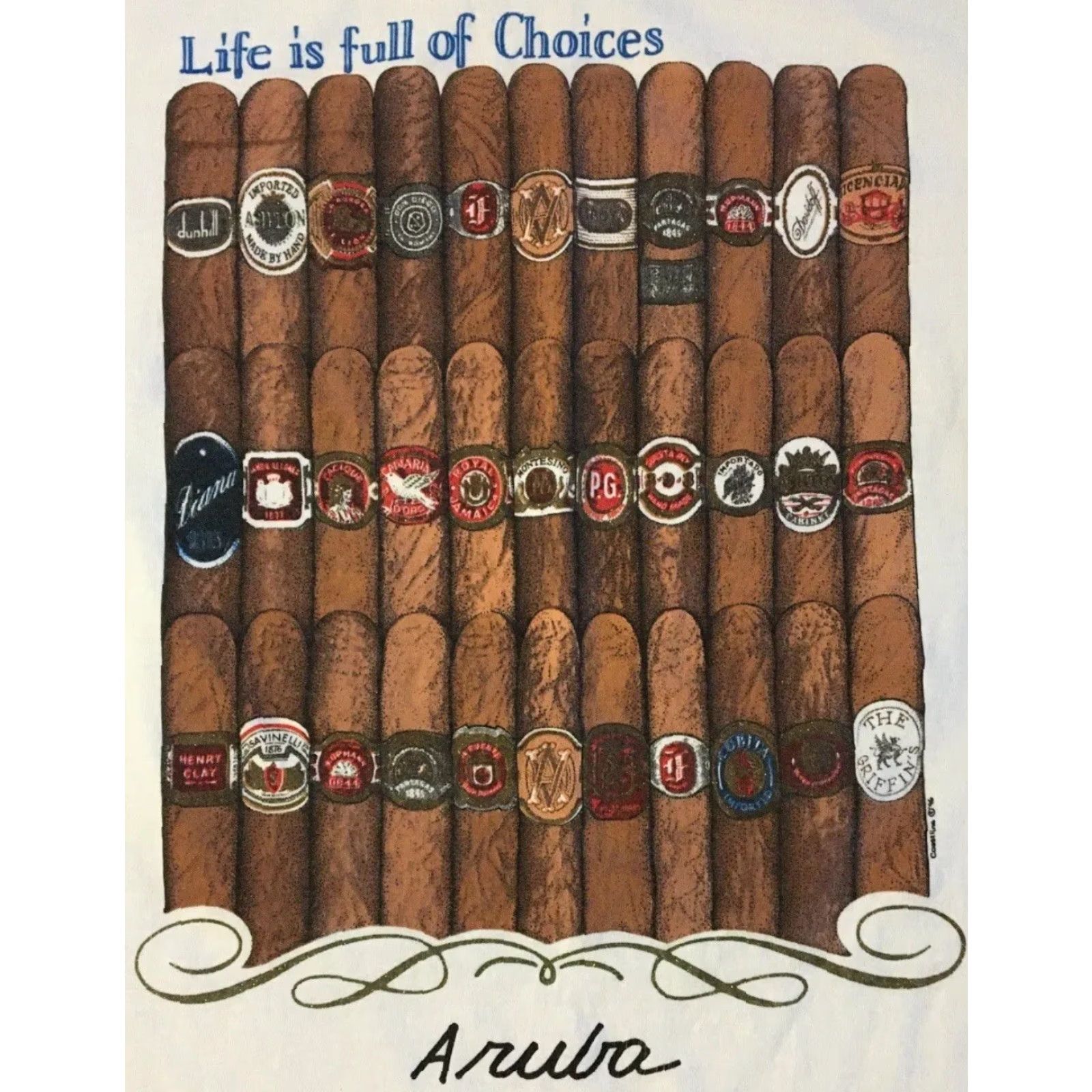 Vintage VINTAGE Aruba Cigar Life Is Full Of Choices Shirt M White 90s Grunge Smoking Blunt Funny T-Shirt Mens Size US M / EU 48-50 / 2 - 2 Thumbnail