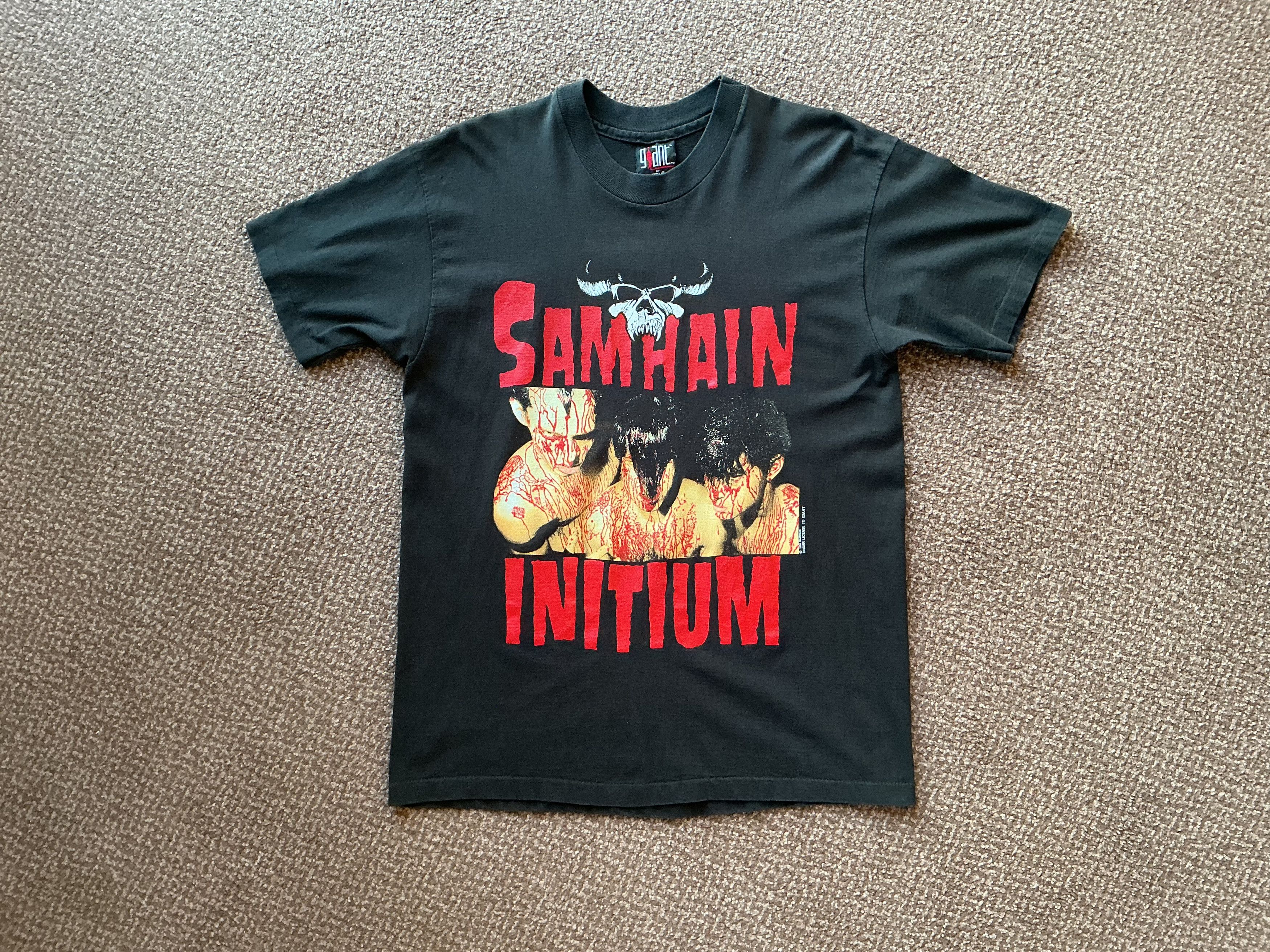 Anvil Rare 1990 Samhain Initium vintage t shirt Danzig Misfits Size US L / EU 52-54 / 3 - 5 Thumbnail