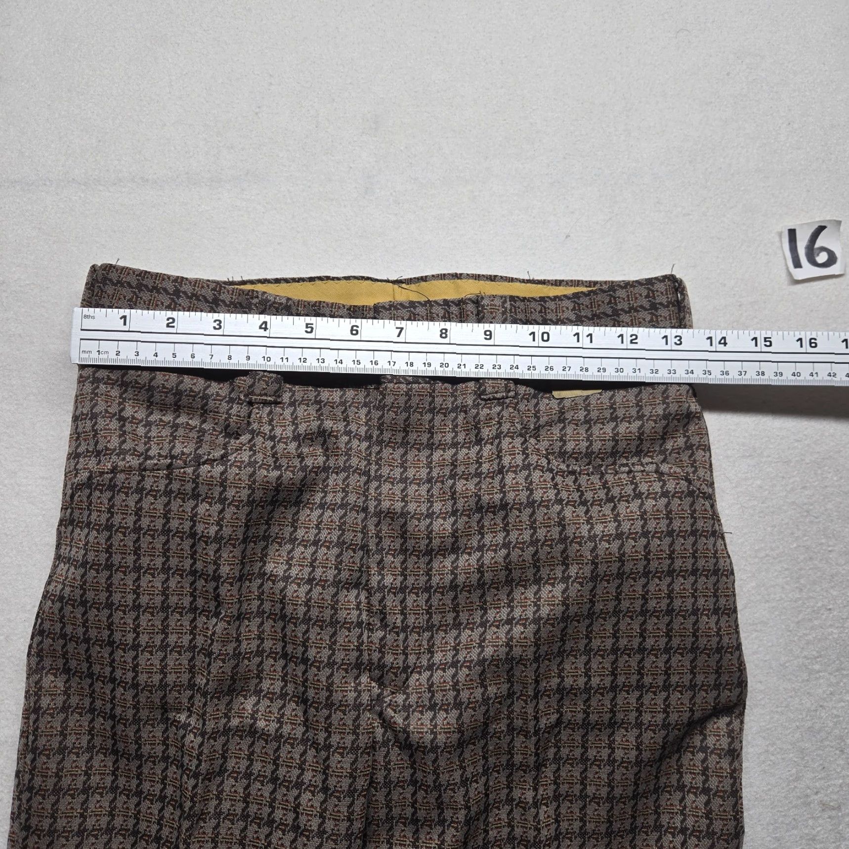 Wrangler VINTAGE Mr. Wrangler Brown Knit Flare Cuffed Plaid Pants Men's 29 x 30 Size US 29 - 5 Thumbnail