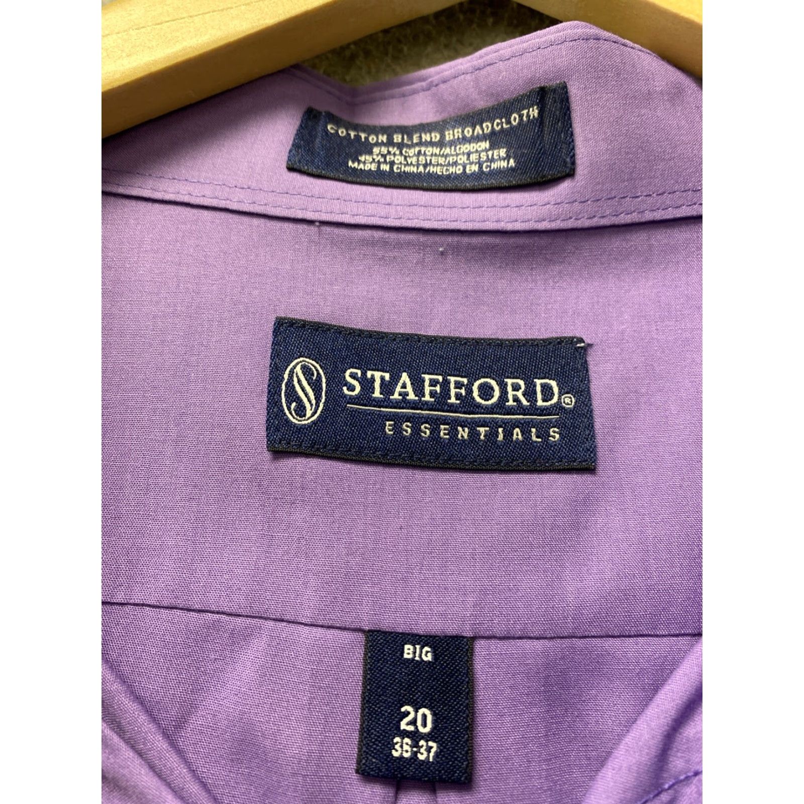 Stafford Stafford Men's Dress Shirt 2XL 18.5 34/35 Purple Classic Fit Regular Long Sleeve Machine Washable Size 48R - 4 Thumbnail