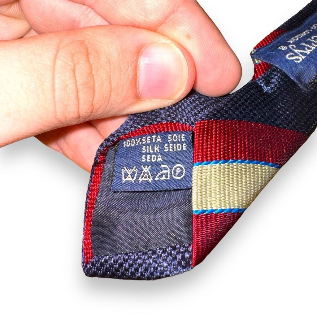 Burberry Burberry London Navy & Red Rep Stripe Handmade Silk Tie Size ONE SIZE - 7 Thumbnail
