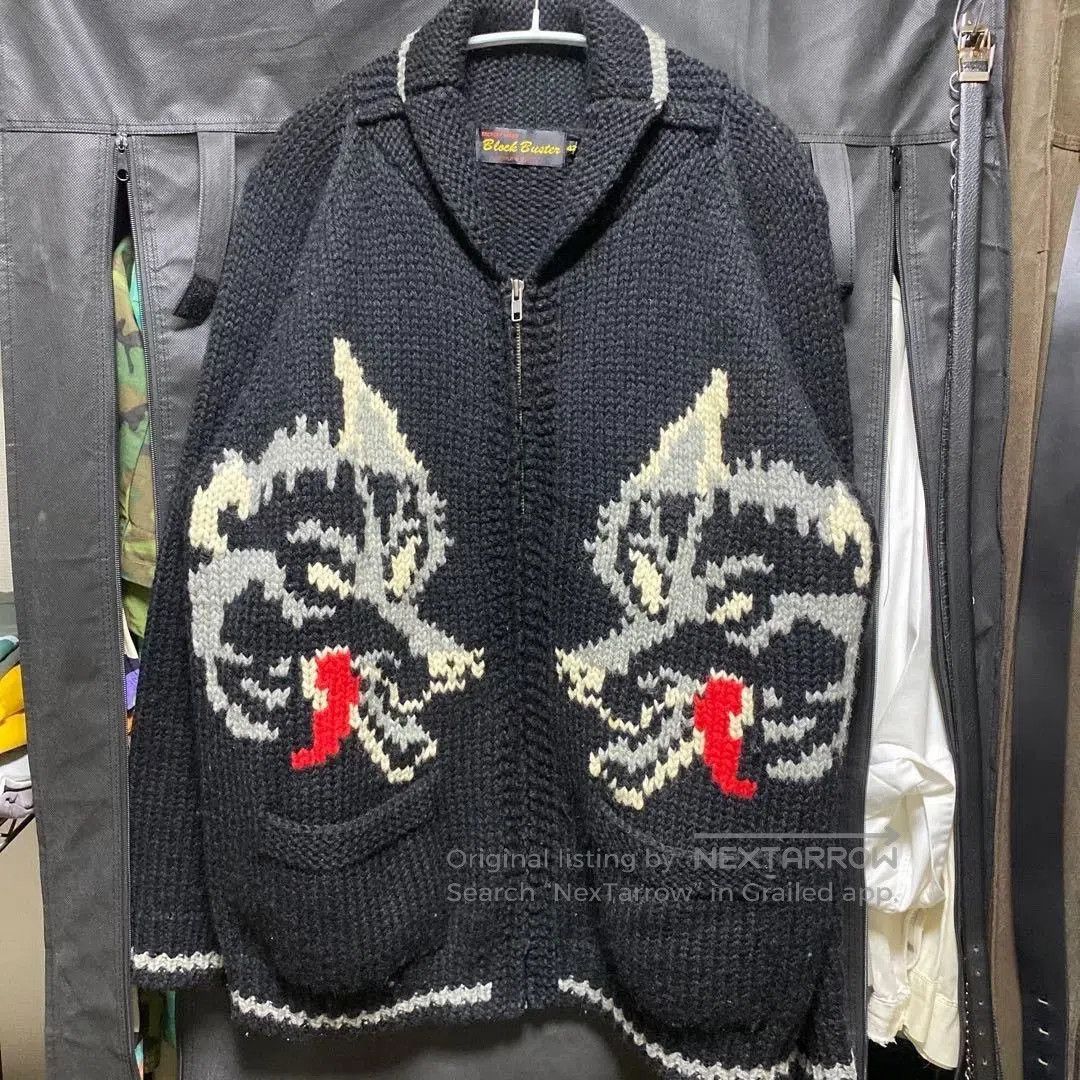 Visvim Black Wolf Pattern Knit Cardigan. Size US M / EU 48-50 / 2 - 1 Thumbnail