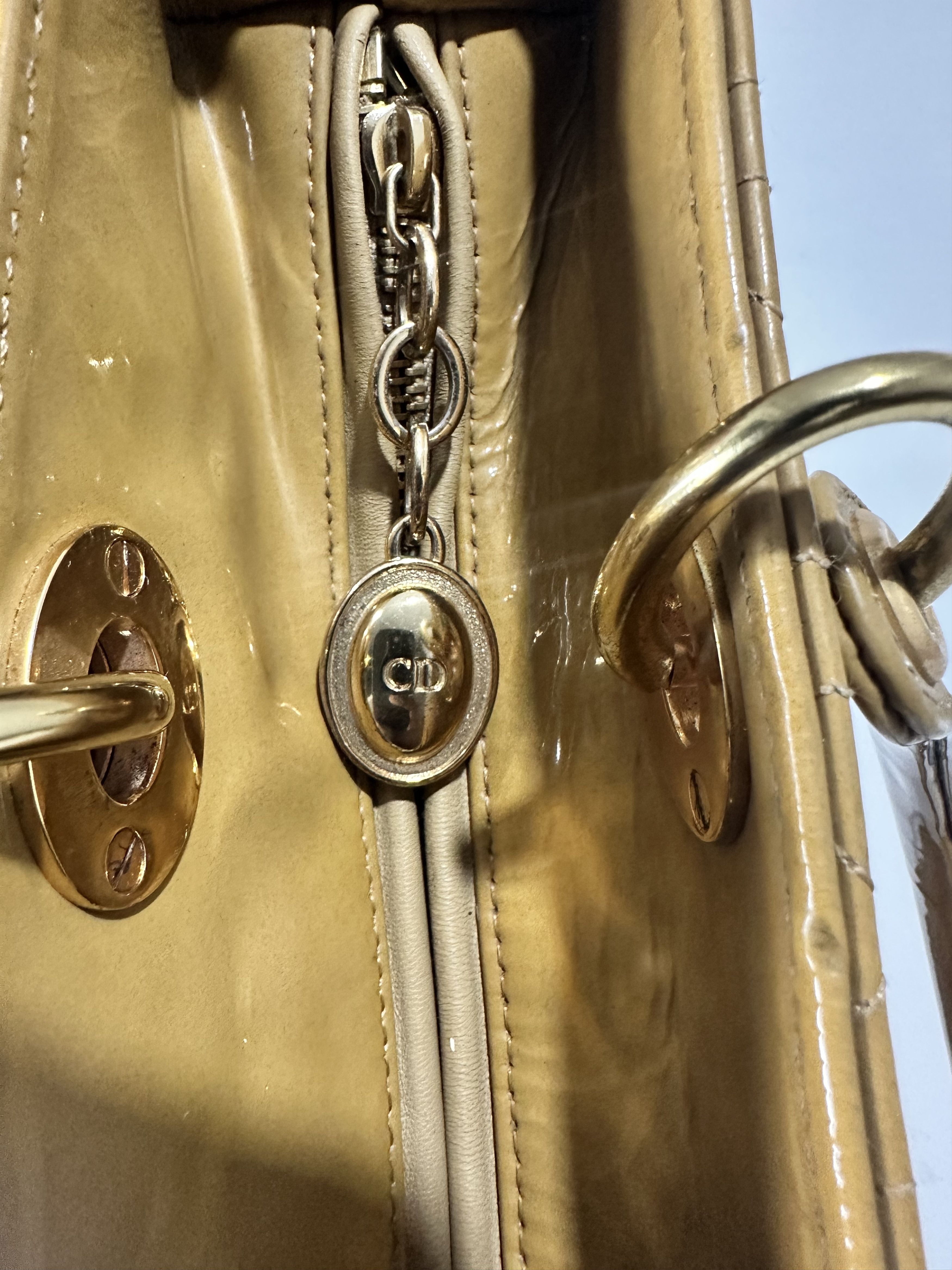 Dior Dior Mustard Yellow Cannage Patent Leather Lady Dior Tote Size ONE SIZE - 13 Thumbnail