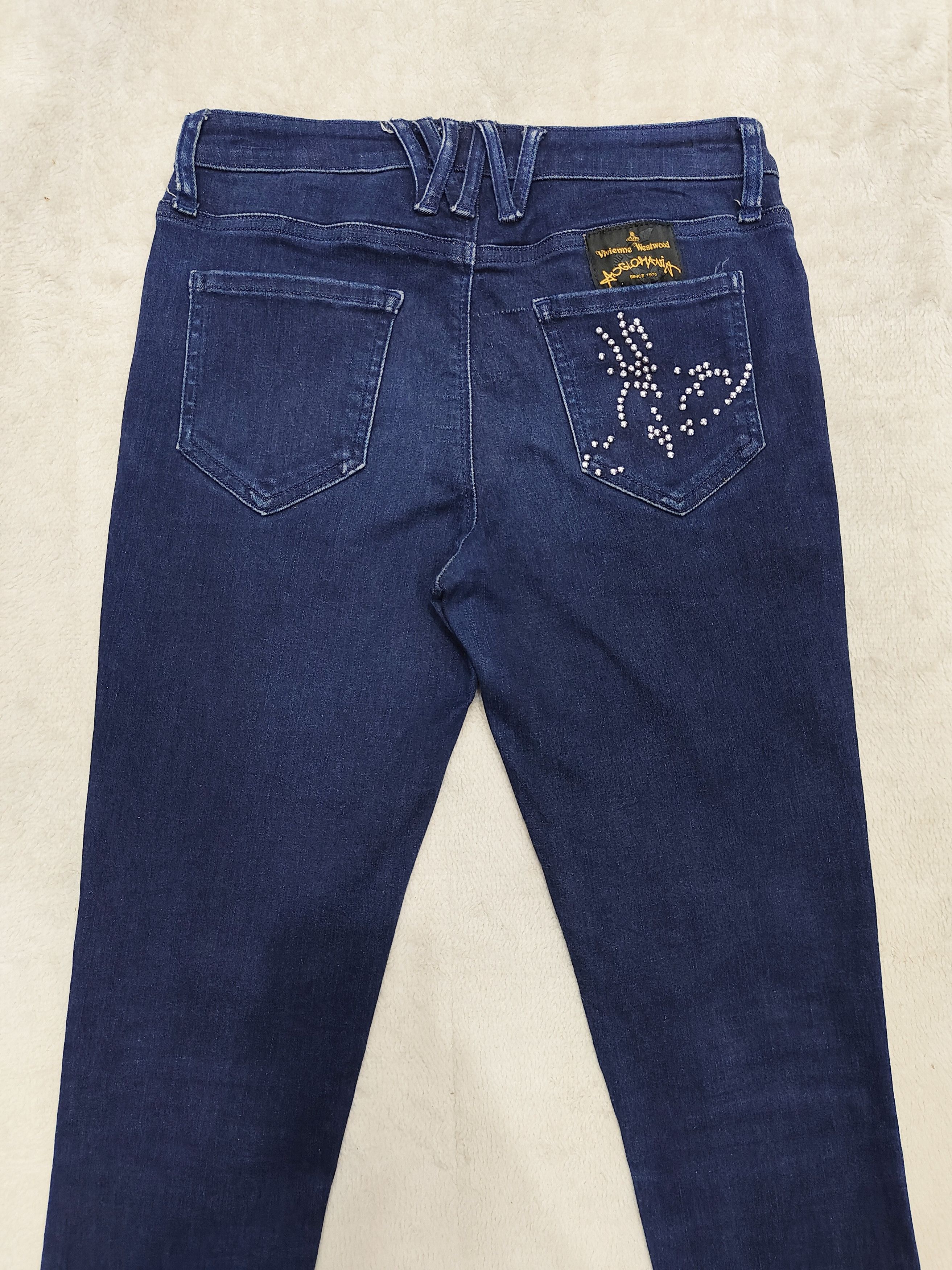 Vivienne Westwood V.W🇬🇧 Studded Orb Pocket Punk Rock Wash Skinny Jeans Size 28" / US 6 / IT 42 - 2 Thumbnail