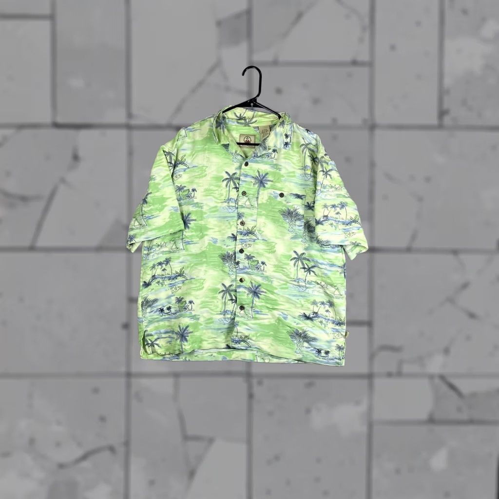 Vintage Joe Marlin Mens XL Green Tropical Hawaiian Short Sleeve Button Shirt Size US XL / EU 56 / 4 - 1 Thumbnail
