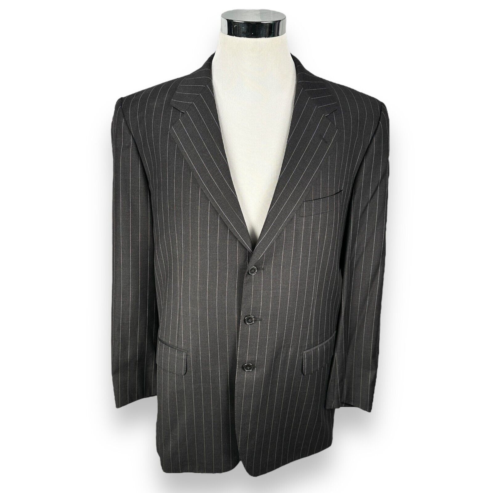 Belvest Belvest Blazer Jacket Mens US 46L Italian 56L Gray Pinstripe Size 46L - 1 Thumbnail