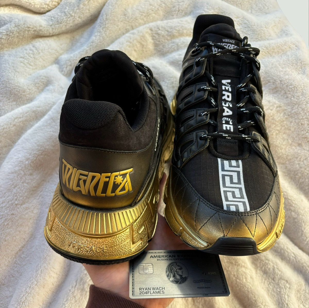 Versace Versace Gold/Black Gradient TriGreca Sneakers Size US 14 / EU 47 - 3 Thumbnail