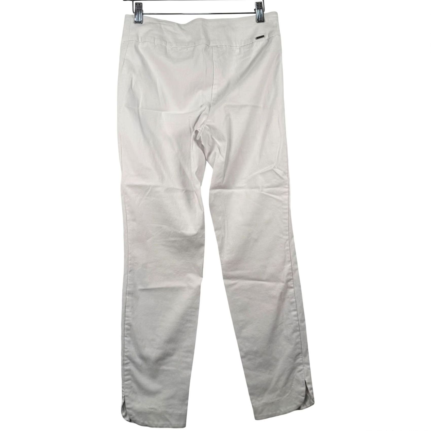 Vintage Up! Pants White Pull-On Trousers Pants Women 8 Straight Leg Slit Ankle Office Career Classic Workwear Slit Quiet Luxury Modern Seasonal White Womens Size 30" / US 8 / IT 44 - 3 Thumbnail