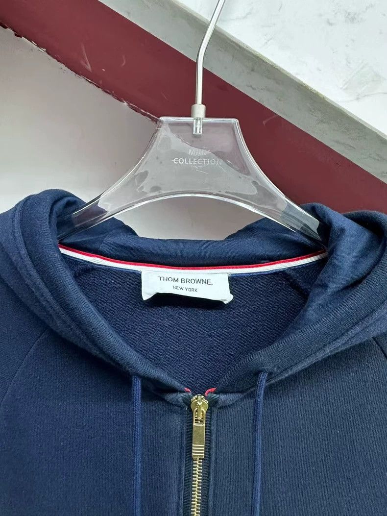 Thom Browne THOM BROWNE Navy Four Stripes Zip Jacket Hoodie 2502-Nextar Size US XL / EU 56 / 4 - 3 Thumbnail