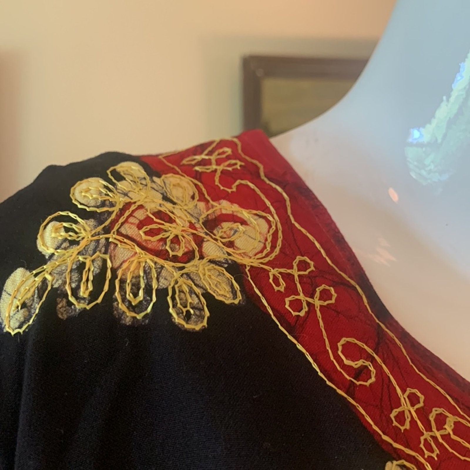Vintage India tunic blouse with batik,applique and embroidery Size XL / US 12-14 / IT 48-50 - 4 Thumbnail