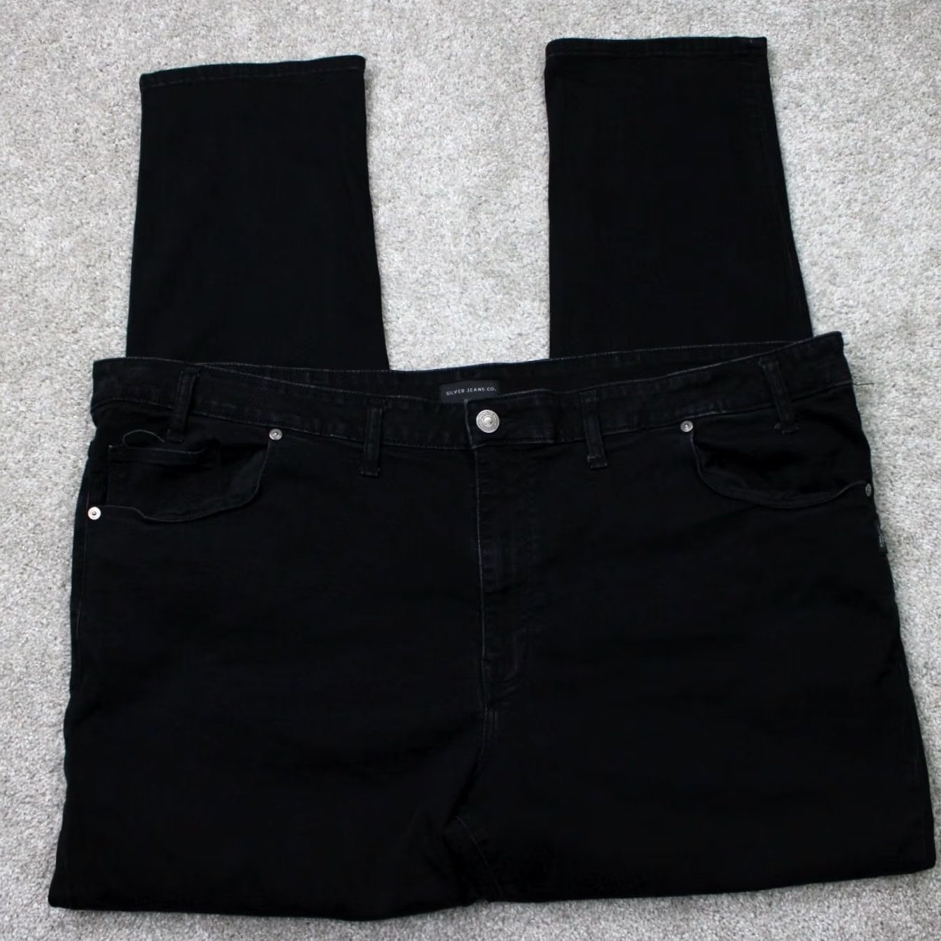 Silver Jeans Co. Silver Jeans Mens Jeans 50x34 Black Machray Denim 5-Pocket Stretch Relaxed Regular Fit Jeans Mens Size US 34 / EU 50 - 2 Thumbnail