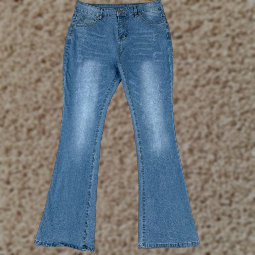 Vintage Jeans Women 30 Blue Denim Bootcut Flared Light Wash High Rise Cotton Blend 30x31 Size 30" / US 8 / IT 44 - 1 Thumbnail