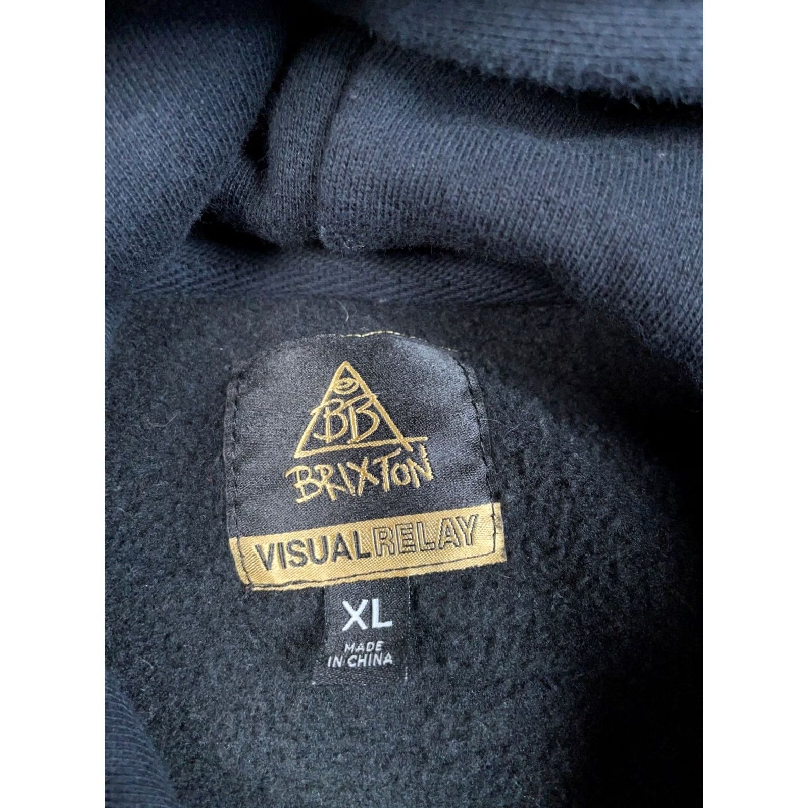 Brixton Brixton Shirt Mens XL Black Visual Relay Print Hoodie Adult Drawstring Sweatshirt Feather Size US XL / EU 56 / 4 - 3 Thumbnail
