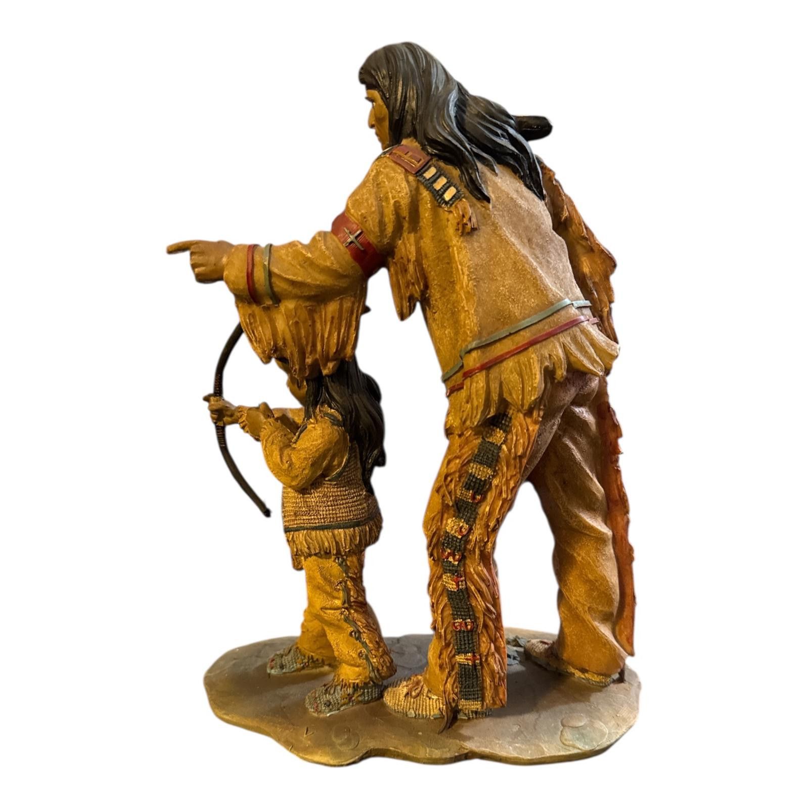 Unknown London Native American Figurine of Man and Child Archery 12" Size ONE SIZE - 2 Thumbnail