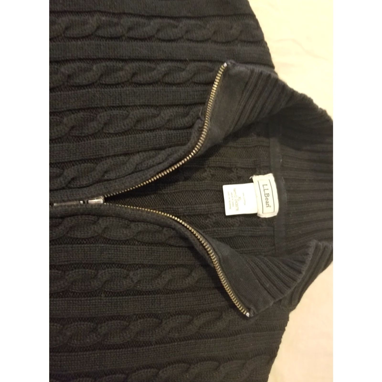 Vintage Womens L.L. Bean Jacket XL Black Full Zip Cotton Knit Regular Long Sleeve Winter Spring Fall Size XL / US 12-14 / IT 48-50 - 2 Thumbnail
