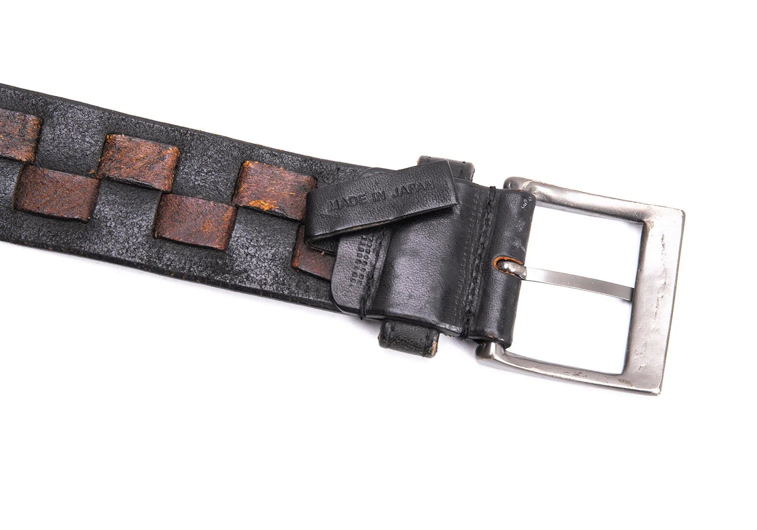 Issey Miyake Leather Woven Square Design Belt in Black and Brown Size ONE SIZE - 8 Thumbnail