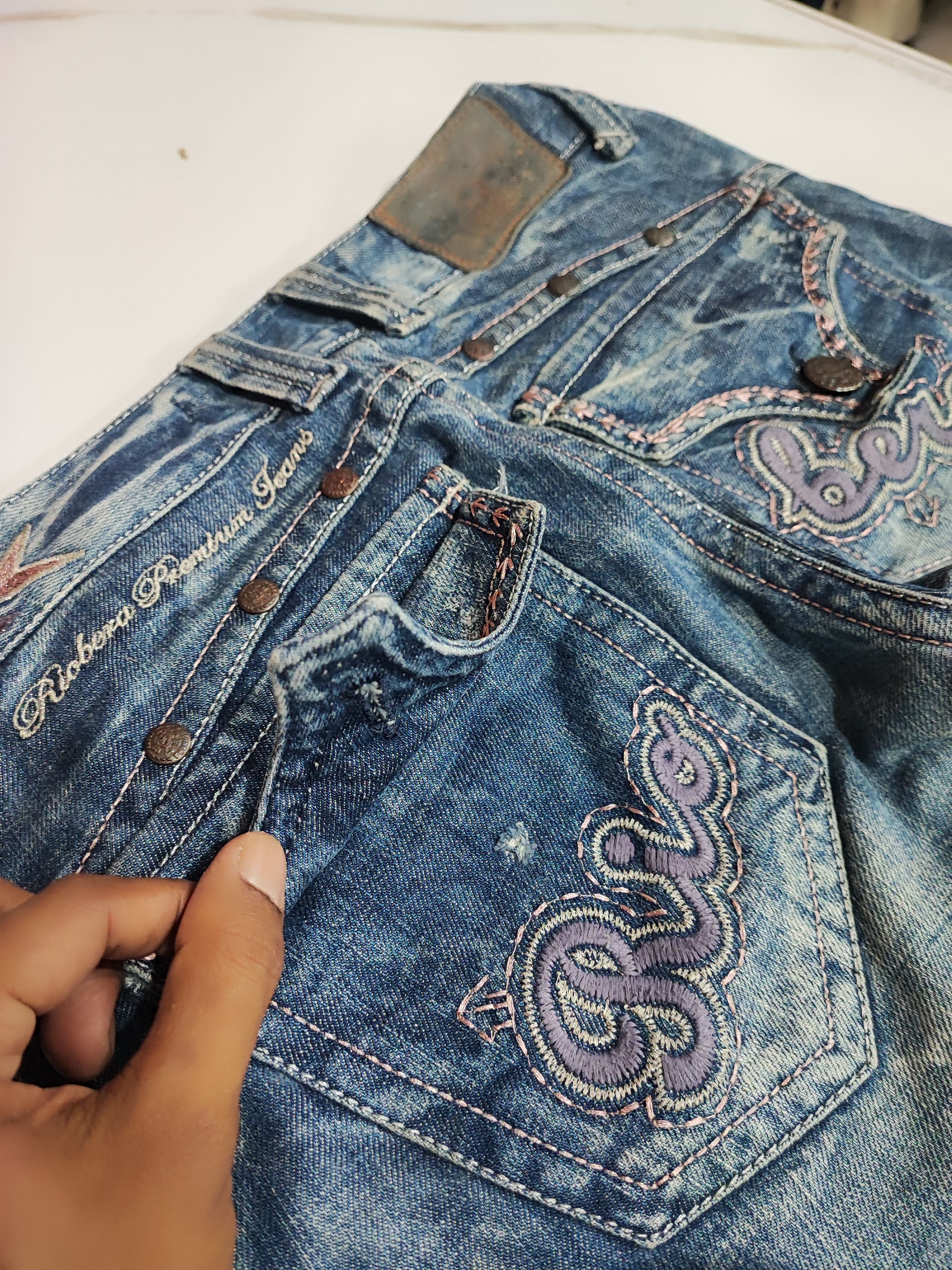 Ed Hardy Y2K Vintage RIOBERA GOTHIC FLARE JEANS Size US 30 / EU 46 - 17 Thumbnail