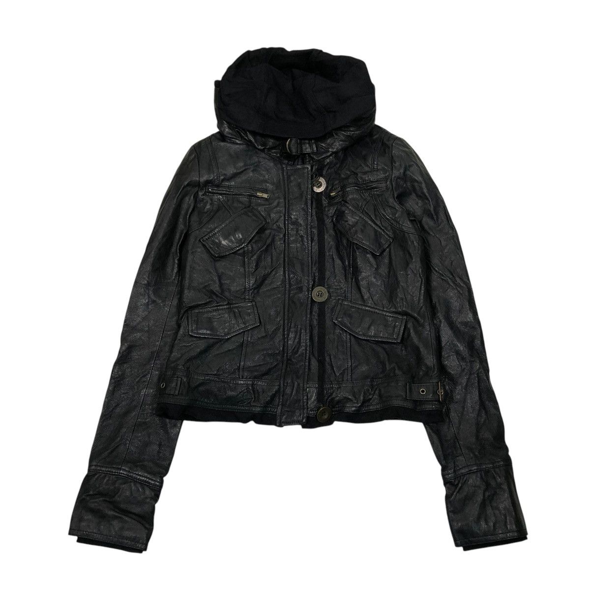 Japanese Brand 🔥VINTAGE CROPPED BIKER LEATHER JACKET BRUSH ISSEY MIYAKE Size US S / EU 44-46 / 1 - 1 Thumbnail
