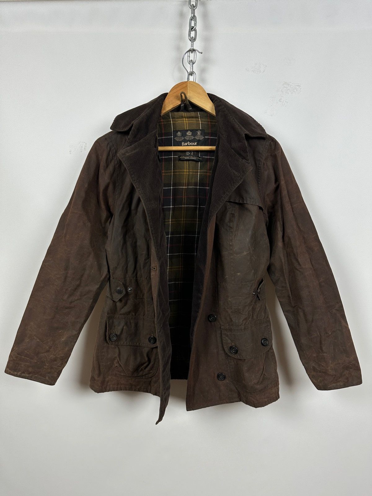 Barbour Double Breasted Brown Waxed Coat Jacket