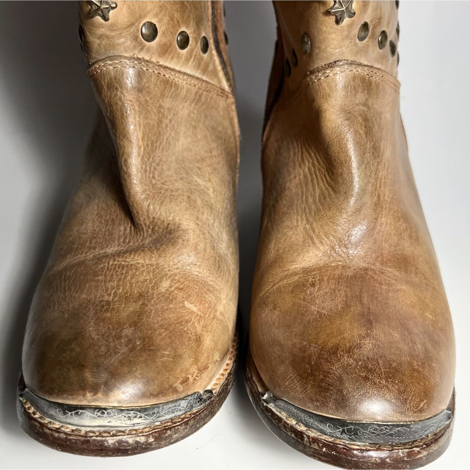 Bed Stu Bed Stü Cobbler Series Star Studded Leather Riding Boots Women 8.5 Brown Leather Buckle Zip Mid-Calf 80s 90s Biker Rocker Shoes Women Size US 9 / IT 39 - 6 Thumbnail