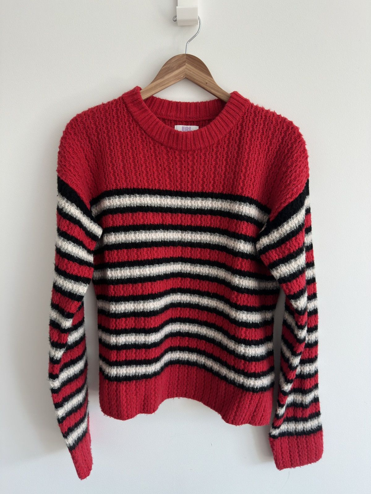 ERL ERL Red Knit Striped Crewneck Sweater | US Mens M Size US M / EU 48-50 / 2 - 1 Thumbnail