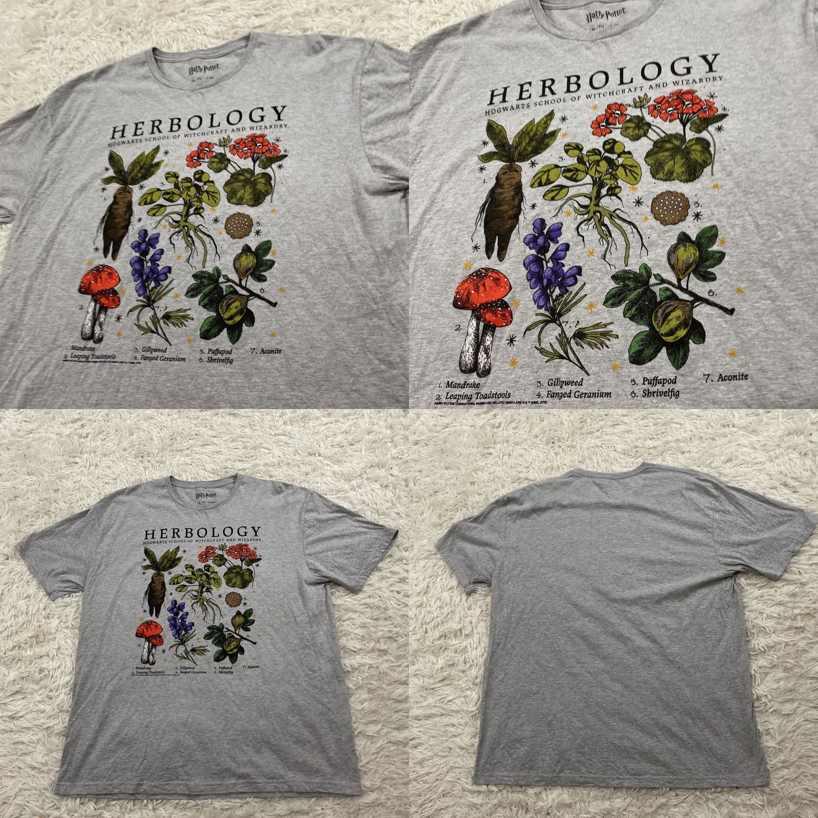 Vintage HARRY POTTER HERBOLOGY Shirt Men XL Gray Hogwarts Mandrake XL 46 48 Graphic Print Logo Crew Neck Short Sleeve Cotton Regular Size US XL / EU 56 / 4 - 9 Thumbnail