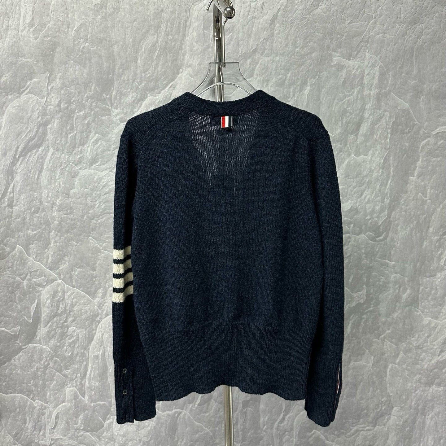 Thom Browne Thom Browne Striped V-Neck Wool Cardigan Size US XL / EU 56 / 4 - 4 Thumbnail