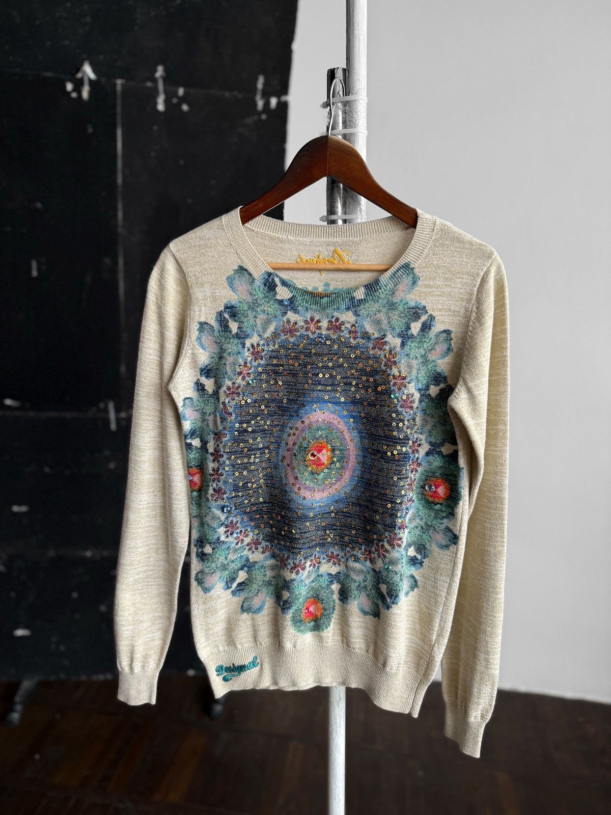 Desigual Desigual Womens Knit Sweater Mandala Embroidered LS Jumper Size M / US 6-8 / IT 42-44 - 2 Thumbnail