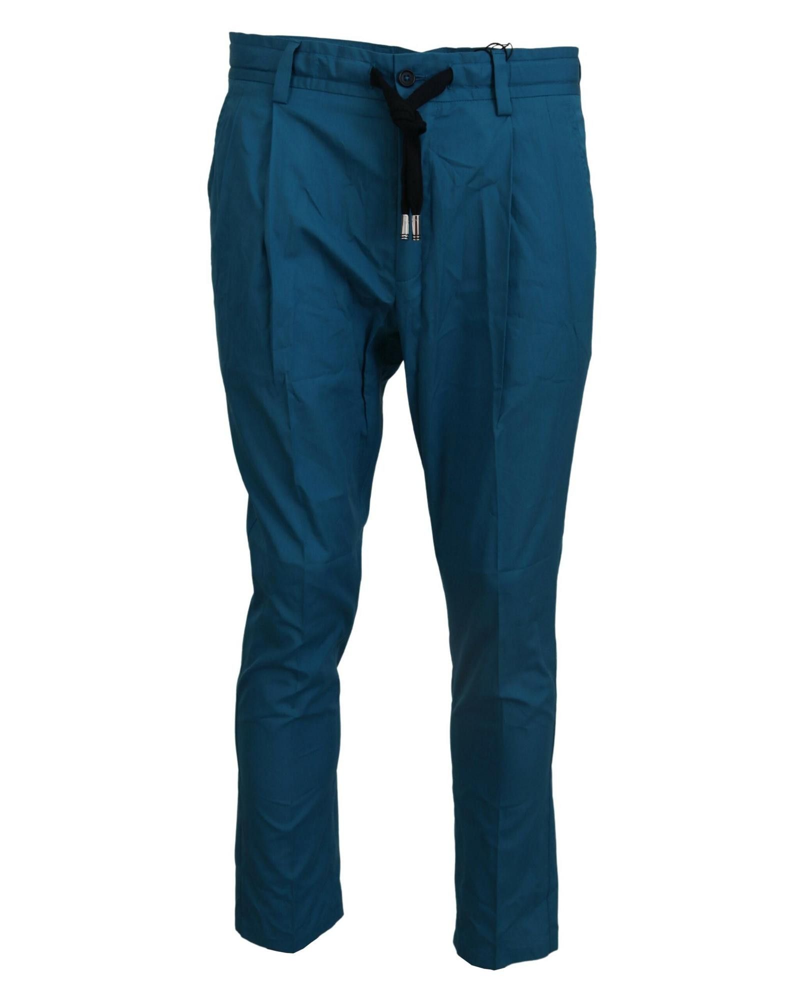 image of Dolce Gabbana Cotton Casual Chinos Trousers in Blue, Men's (Size 30)