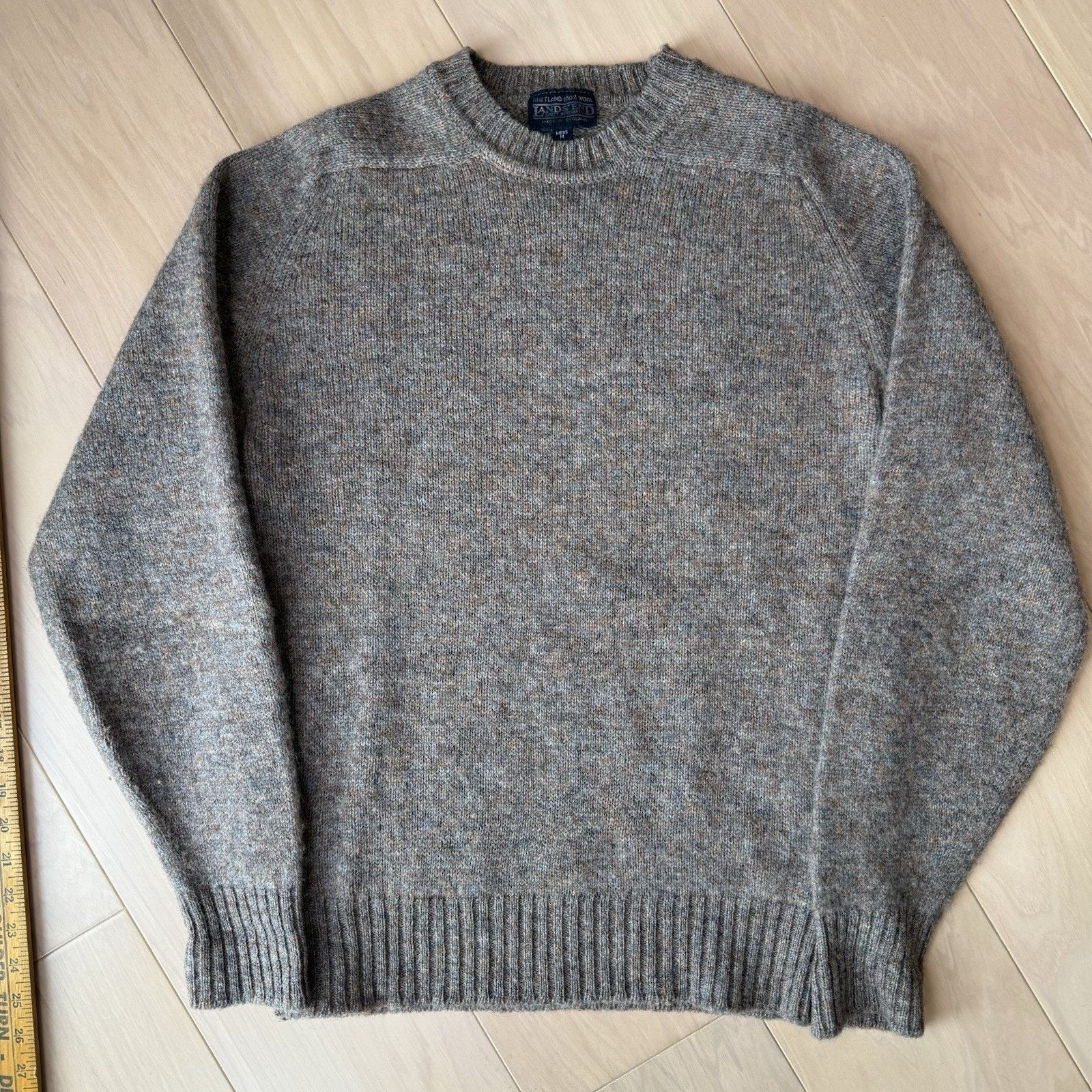 Lands' End Vintage Lands Row Cable Knit Wool Sweater M Brown Shetland Size US M / EU 48-50 / 2 - 3 Thumbnail
