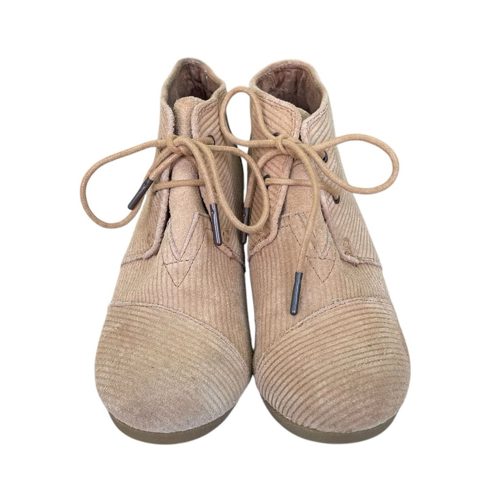 Toms Toms Corduroy Lace Up Wedge Heel Ankle Boots Tan Size 7.5 M Size US 7.5 / IT 37.5 - 1 Thumbnail