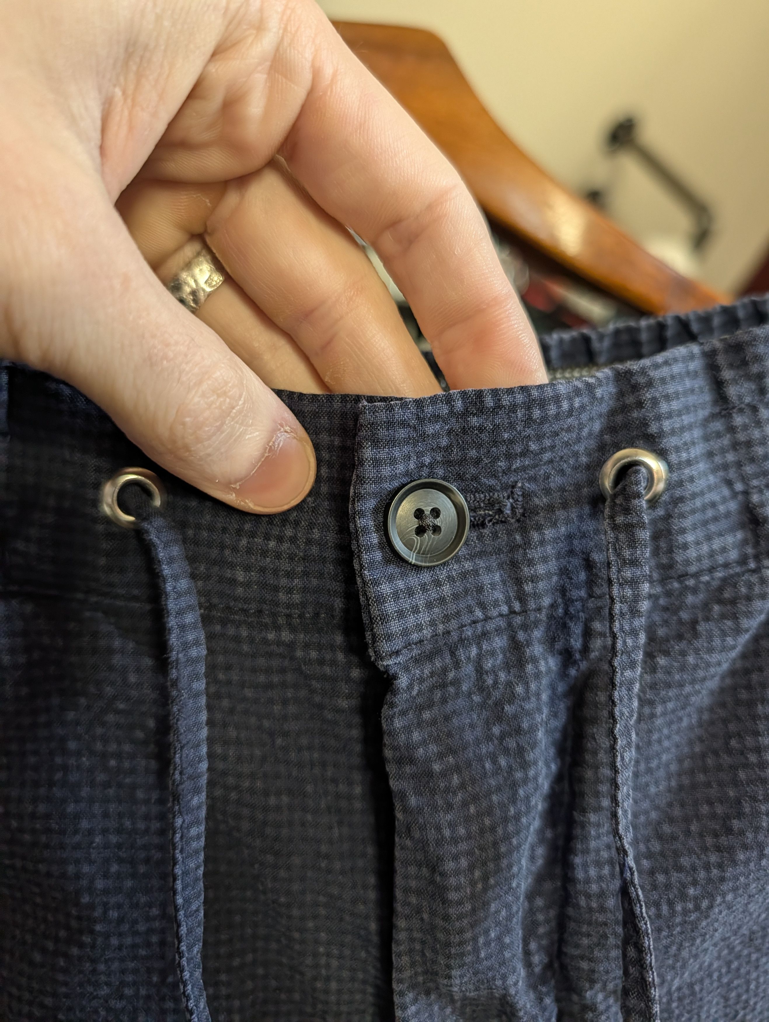 NN07 Dark blue seersucker check patterned shorts sz 34 Size US 34 / EU 50 - 4 Thumbnail