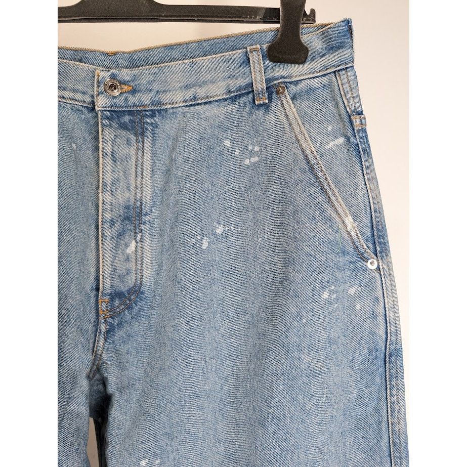 Off-White o1rshd1 Paint Wide Leg Tapered Jeans in Blue Size US 36 / EU 52 - 9 Thumbnail