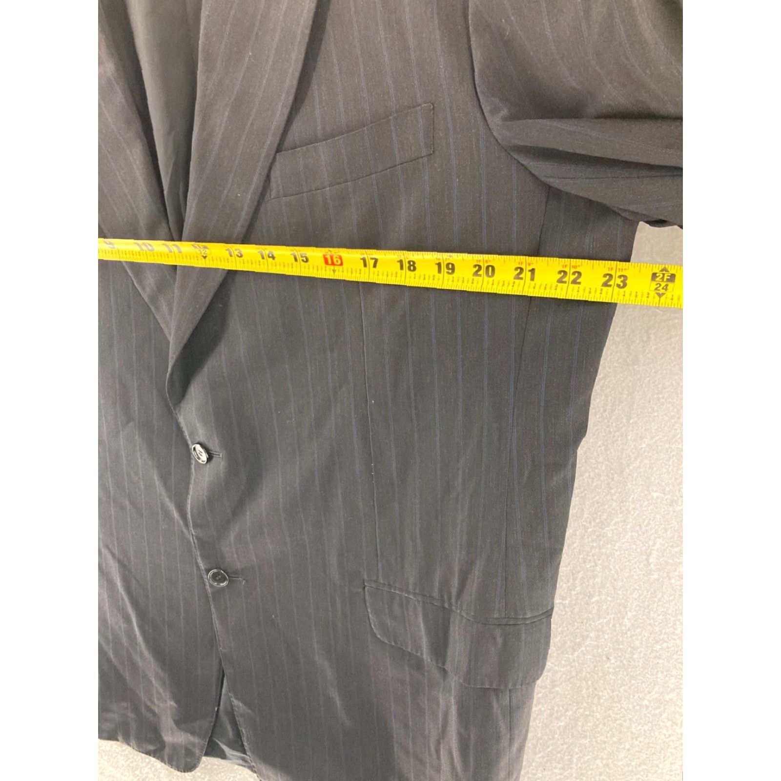 Canali Canali Suit Jacket Mens 46 XL Black Striped Wool Three-Button Extra Long Classic Size 46R - 2 Thumbnail