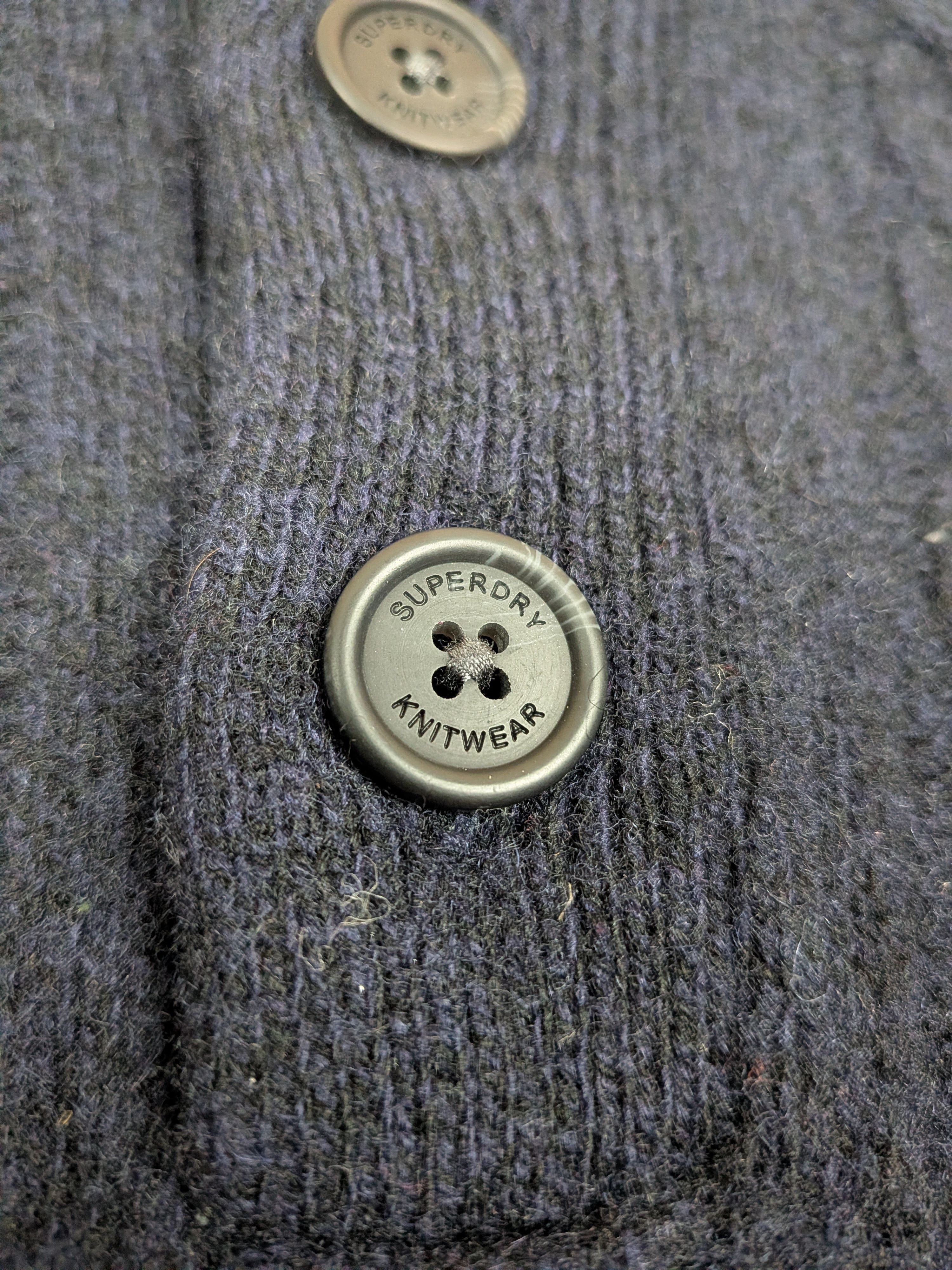 Superdry Superdry Navy Lambswool Chunky-Knit Sweater M L Waffle Knit Size US L / EU 52-54 / 3 - 8 Thumbnail