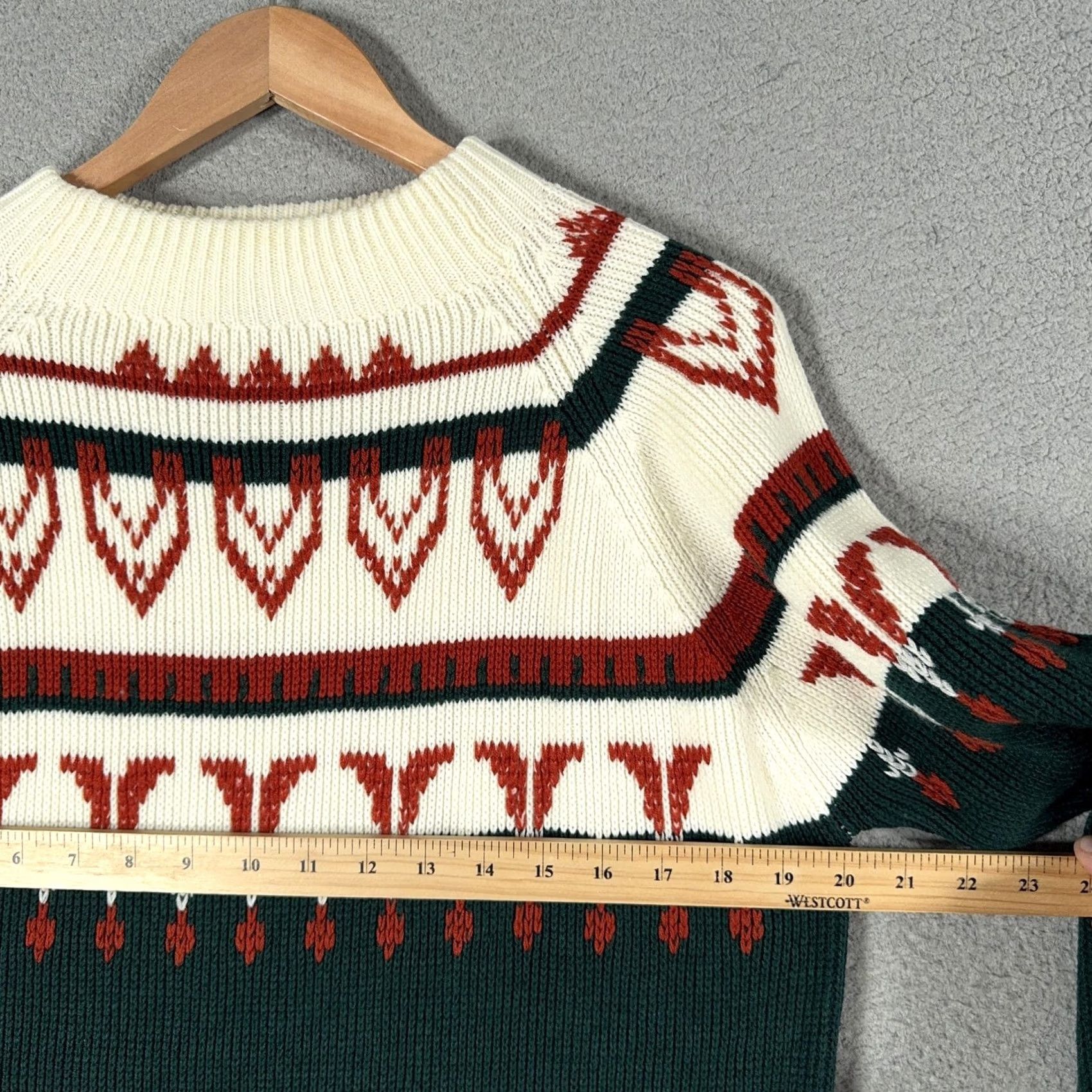 JCPenney VINTAGE JCPenney Sweater Mens Medium Green Nordic Fair Isle Ski Pullover 70s Size US M / EU 48-50 / 2 - 7 Thumbnail