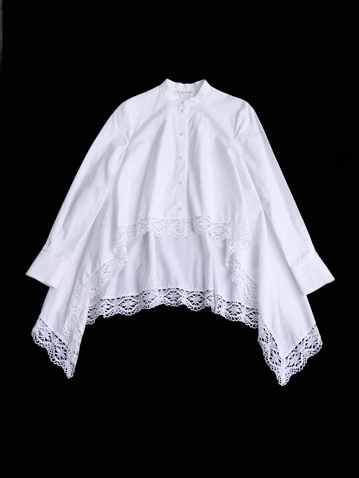 Alexander McQueen Alexander McQueen 2019SS White Cotton Lace Cape Shirt 38 Size XS / US 0-2 / IT 36-38 - 8 Thumbnail
