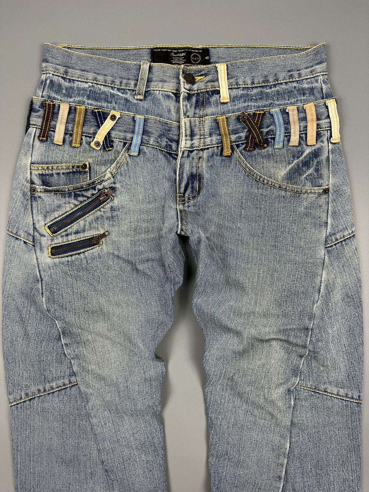 Japanese Brand BRTHBreath Mint Double Waist Twist Leg Zipper Jeans Size US 33 - 3 Thumbnail
