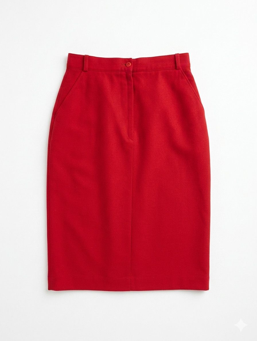 Kenzo Album by Kenzo Vintage Red Wool Pencil Skirt Size 27" / US 4 / IT 40 - 1 Thumbnail