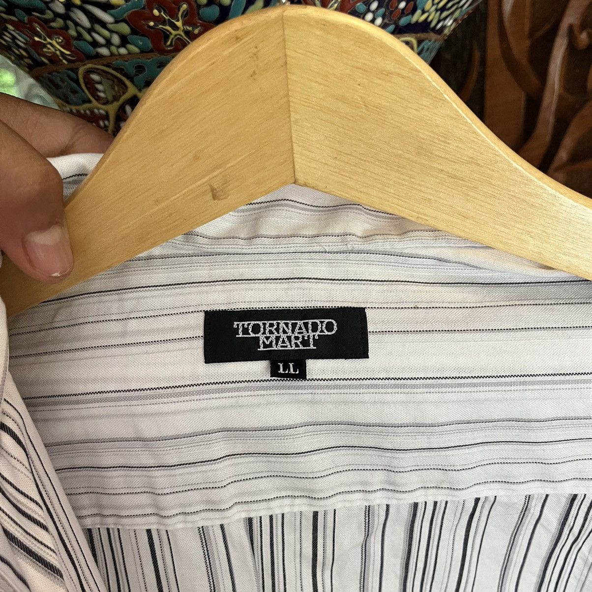 Tornado Mart Tornado Mart Reverse Double Collar Striped Shirt Size US L / EU 52-54 / 3 - 13 Thumbnail