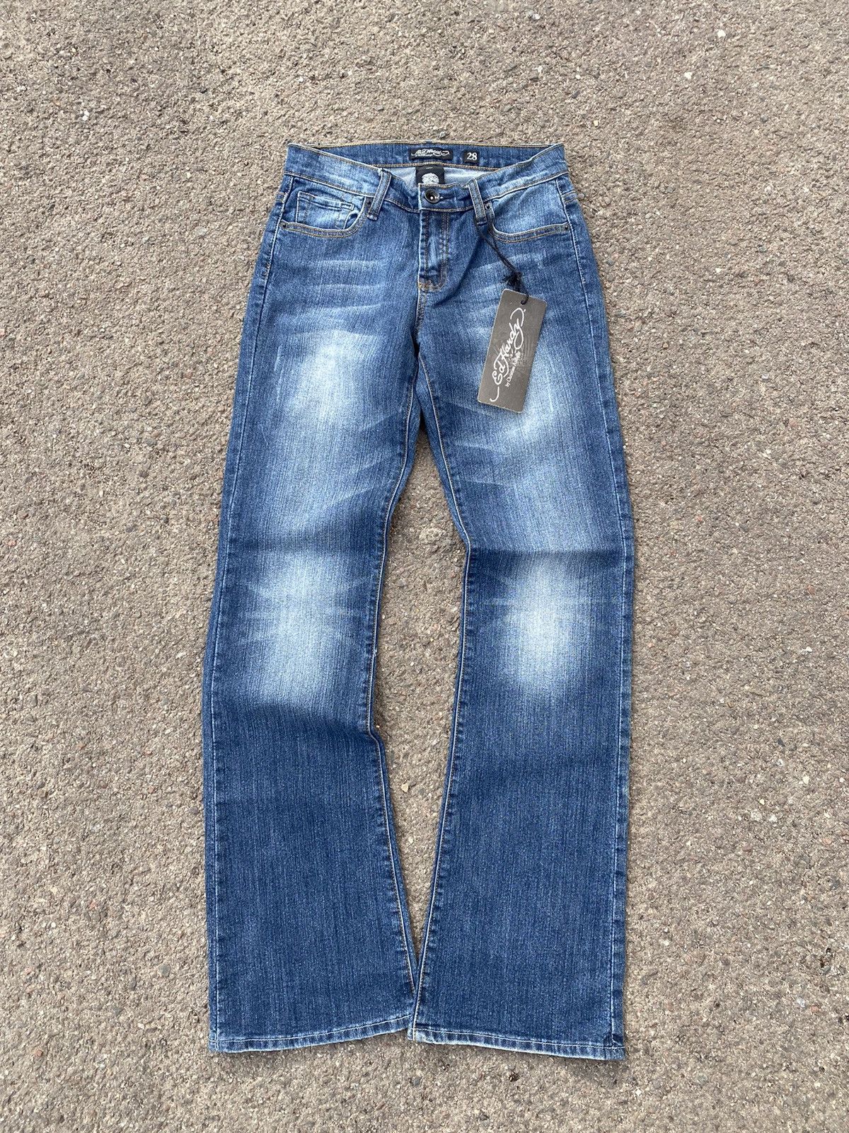 Ed Hardy Vintage Flare Ed Hardy Flared Denim Jeans y2k Size 27" / US 4 / IT 40 - 4 Thumbnail