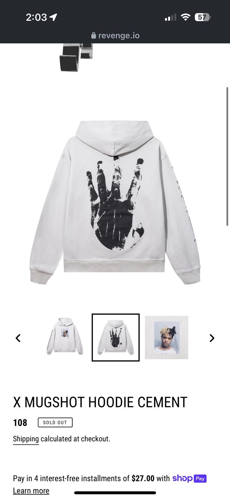 Revenge Revenge Mugshot Killhand Hoodie Cement Size US L / EU 52-54 / 3 - 2 Thumbnail