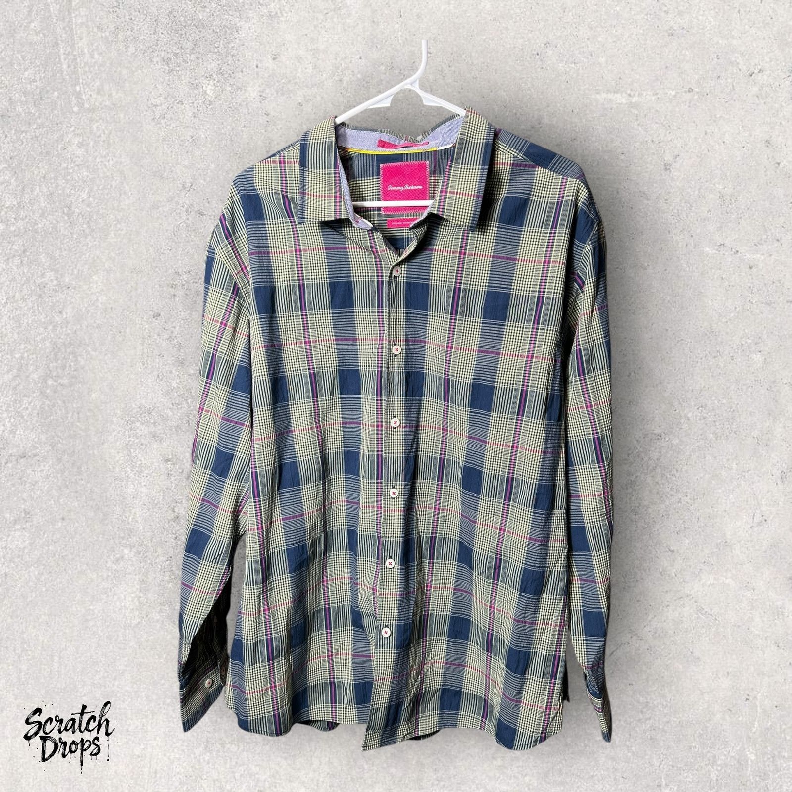 Tommy Bahama Tommy Bahama Men's XLT Blue Green Plaid Modern Fit Shirt Size US XXL / EU 58 / 5 - 1 Thumbnail