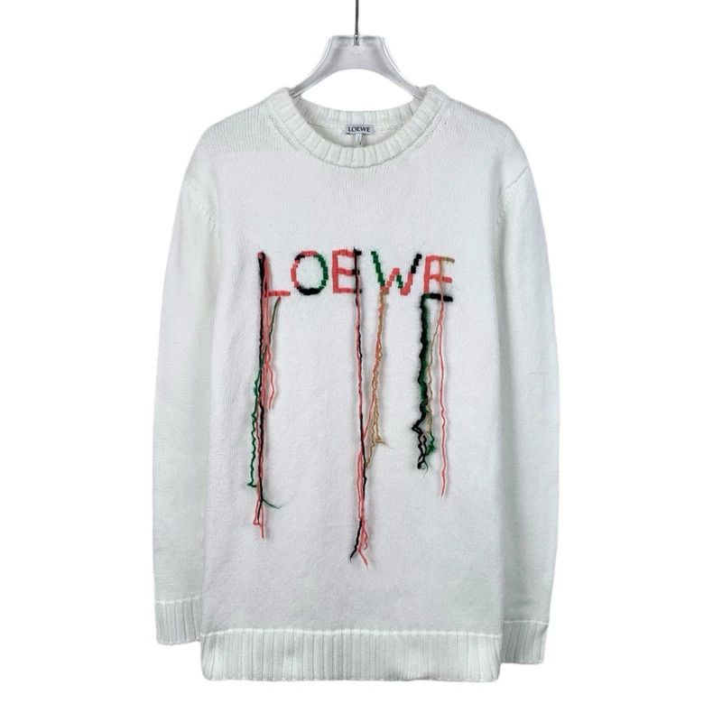 Loewe Loewe White logo embroidered round neck cotton long sleeve Size XS / US 0-2 / IT 36-38 - 1 Thumbnail