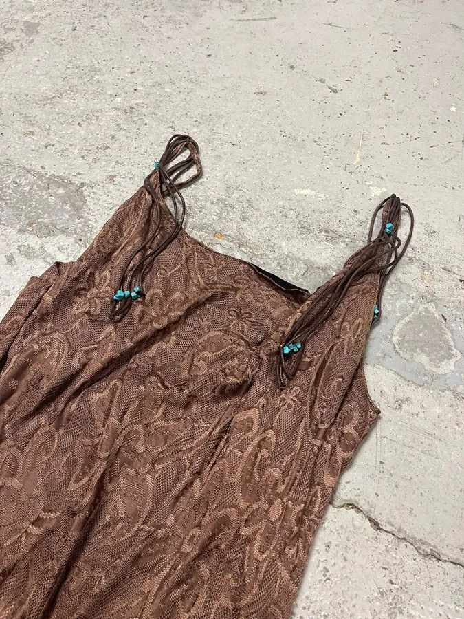 Roberto Cavalli 2000s Roberto Cavalli Class Brown Flowers & Leopard Dress Size M / US 6-8 / IT 42-44 - 6 Thumbnail