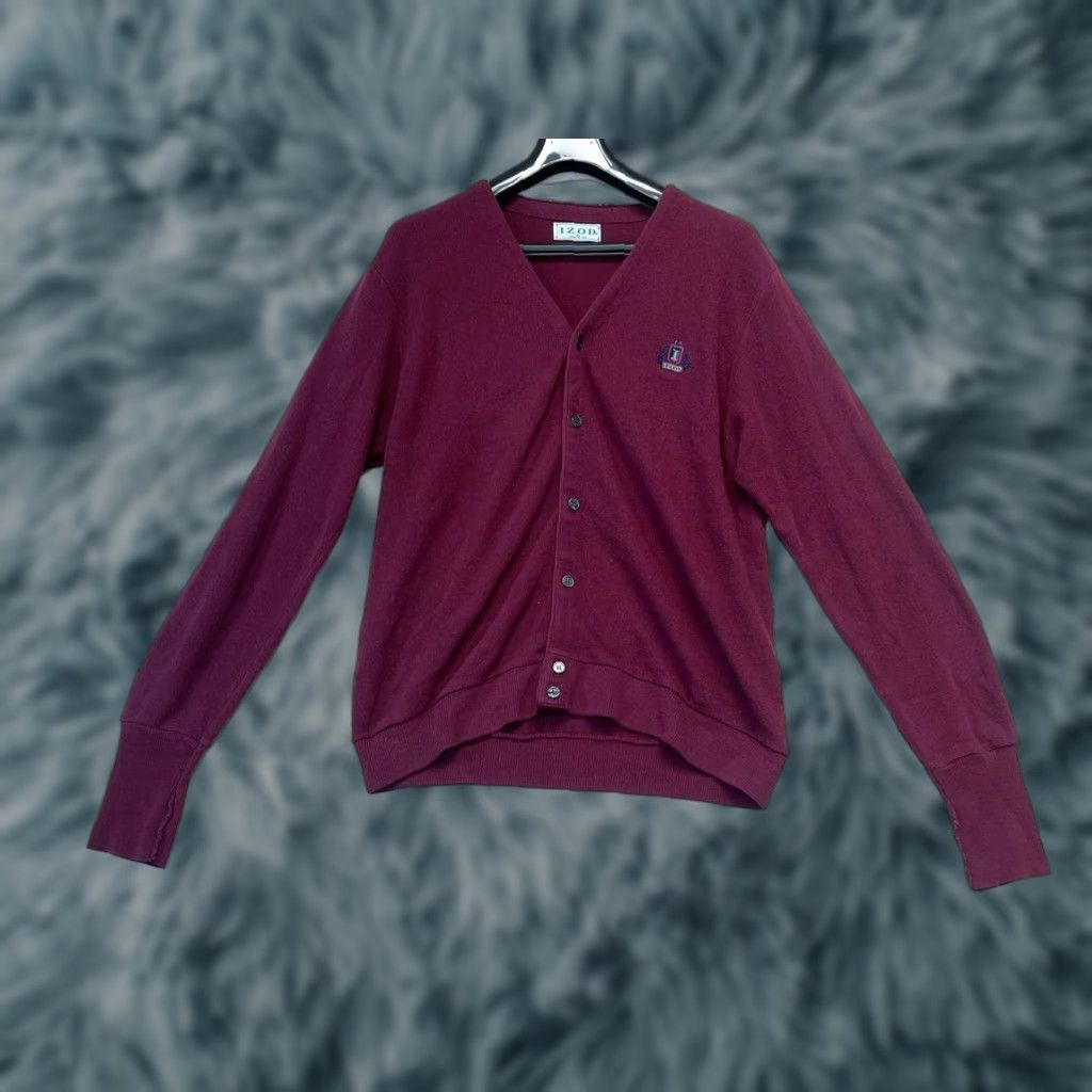 Izod VINTAGE Izod Cardigan Sweater Mens XL Maroon Embroidered Logo Made In USA Size US XL / EU 56 / 4 - 1 Thumbnail