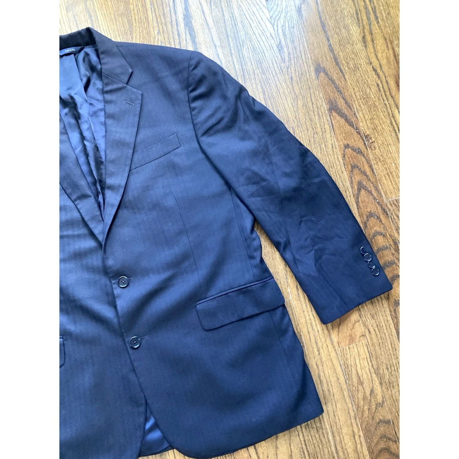 Brooks Brothers Brooks Brothers Blazer Mens 43R Saxxon 1818 Madison Midnight Blue 100% Wool Sport Coat Jacket Single-Breasted Two-Button Notch Lapel Vintage No Size 46R - 3 Thumbnail