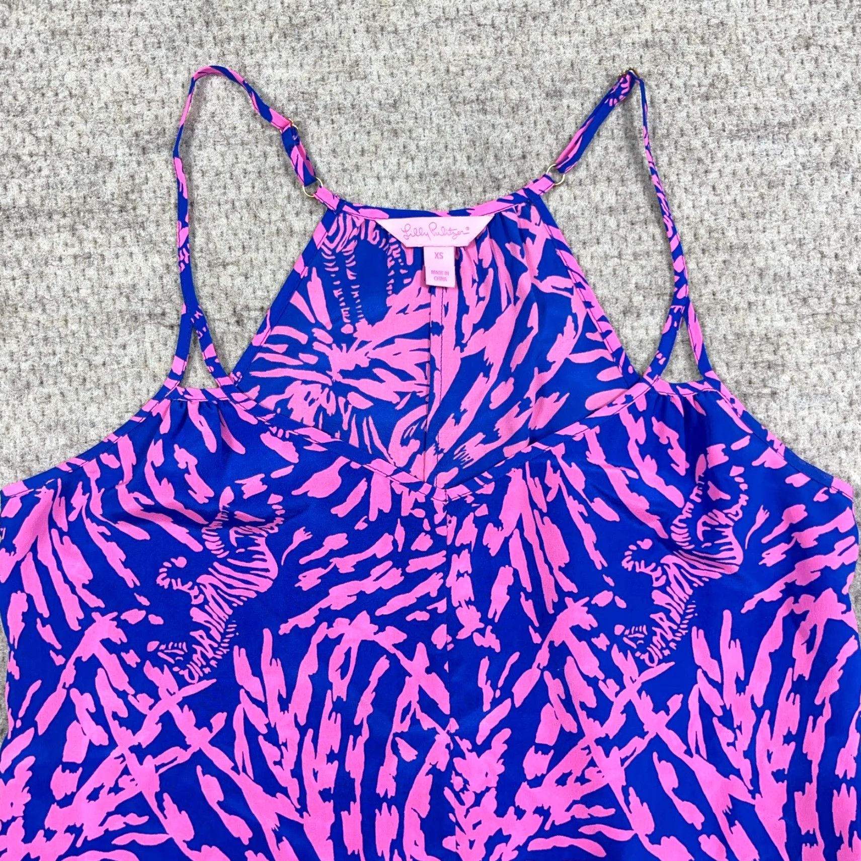 Lilly Pulitzer Lilly Pulitzer Tank XS Pink Blue Zebra Grass Silk Spaghetti Strap Adjustable Camisole Beach Colorful 100% Silk Size XS / US 0-2 / IT 36-38 - 6 Thumbnail